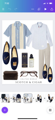 Calita Shoes ​LOAFERS MEN NAVY LINEN R22 CIGAR AND WHISKEY