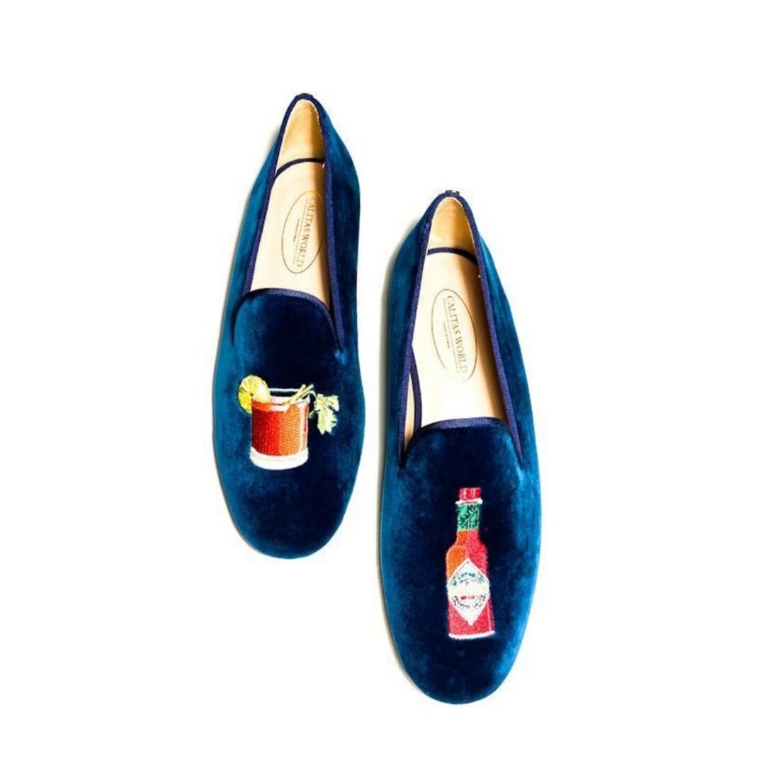 Calita Shoes ​LOAFERS MEN PETROLEUM BLUE TX VELVET BLOODY MARY AND HOT SAUCE