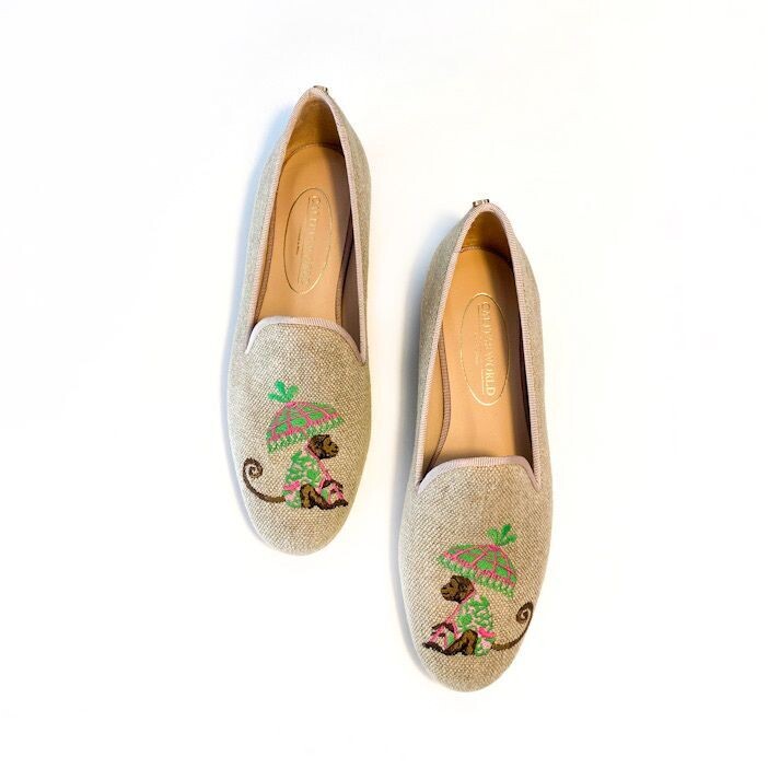 Calita Shoes LOAFERS NATURAL CO LINEN MONKEY WITH UMBRELLA