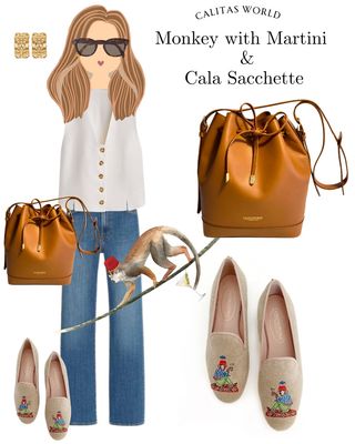 Calita Shoes ​LOAFERS NATURAL LINEN MONKEY WITH MARTINI
