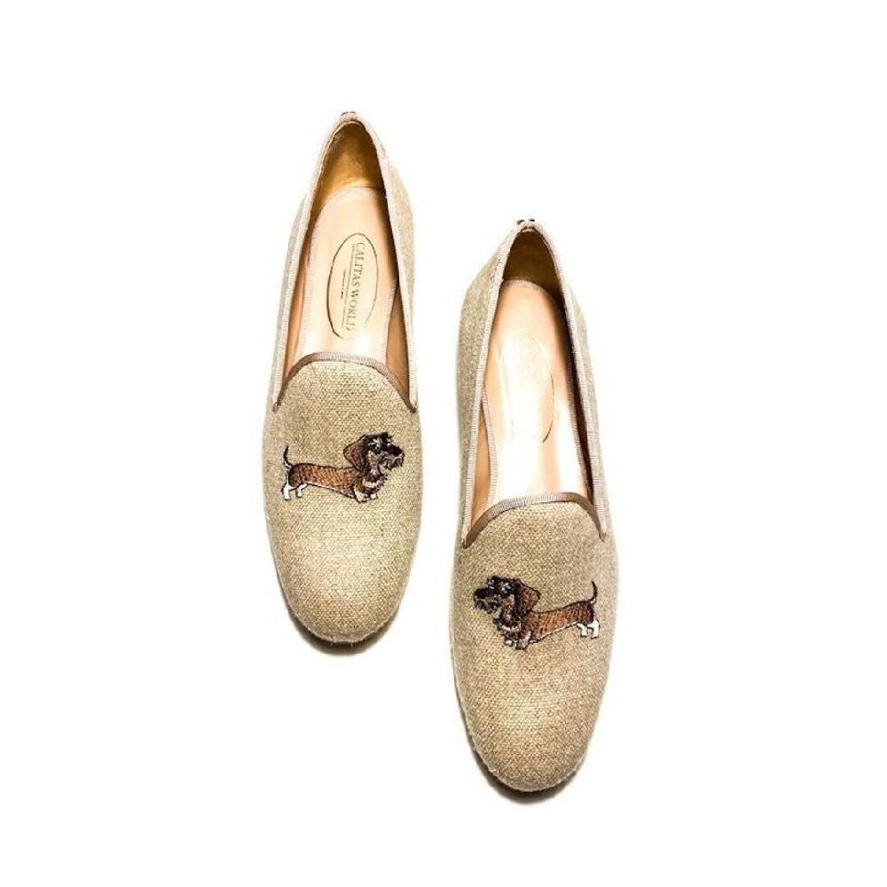 Calita Shoes ​LOAFERS NATURAL LINEN TECKELS LONG HAIR