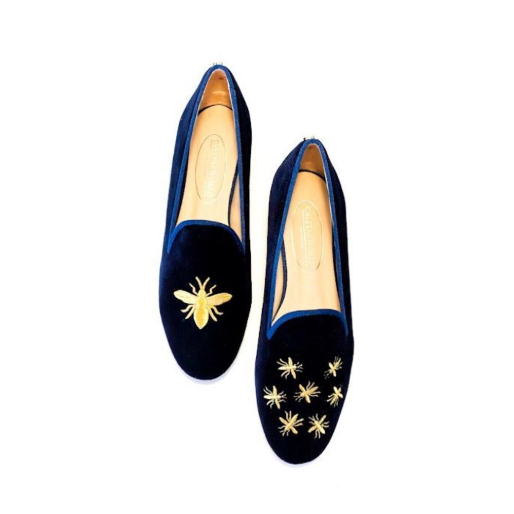 Calita Shoes ​LOAFERS NAVY BLUE 9ACO VELVET R22 FAMILY BEE