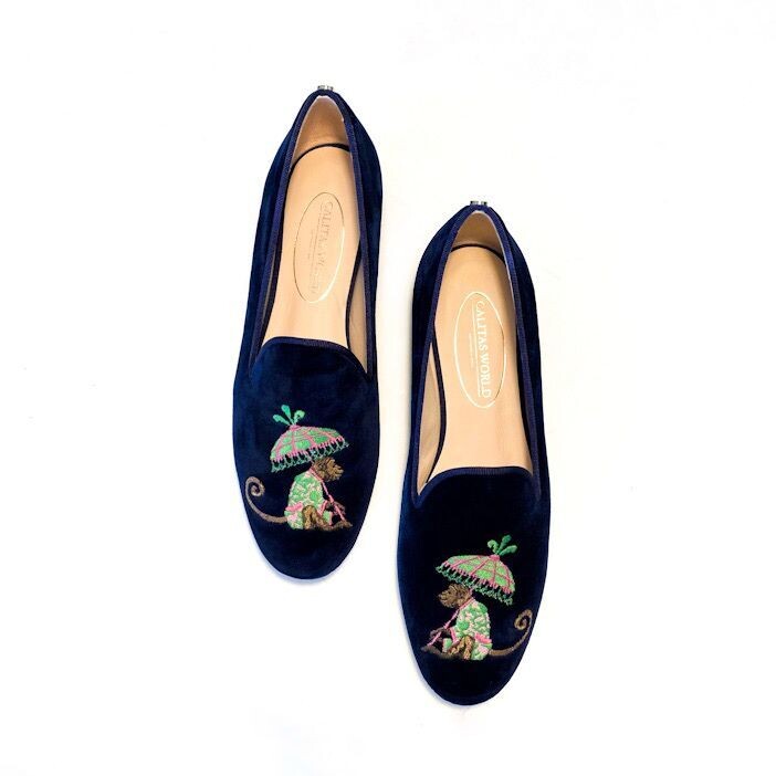 Calita Shoes ​LOAFERS NAVY BLUE 9CO R22 VELVET MONKEY WITH UMBRELLA