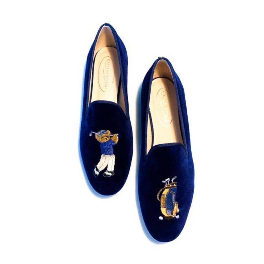 Calita Shoes ​LOAFERS NAVY BLUE 9CO VELVET R22 GOLFER TEDDY BEAR