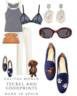 Calita Shoes ​LOAFERS NAVY BLUE CO LINEN TECKEL AND FOOTPRINTS