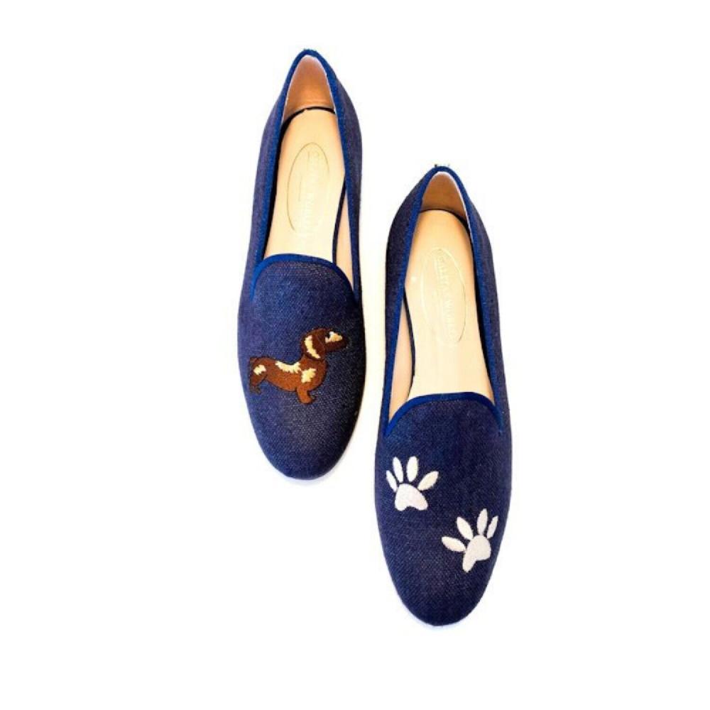 Calita Shoes ​LOAFERS NAVY BLUE CO LINEN TECKEL AND FOOTPRINTS