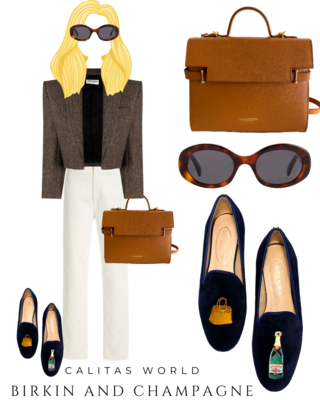 Calita Shoes LOAFERS NAVY VELVET R22 BIRKIN AND CHAMPAGNE
