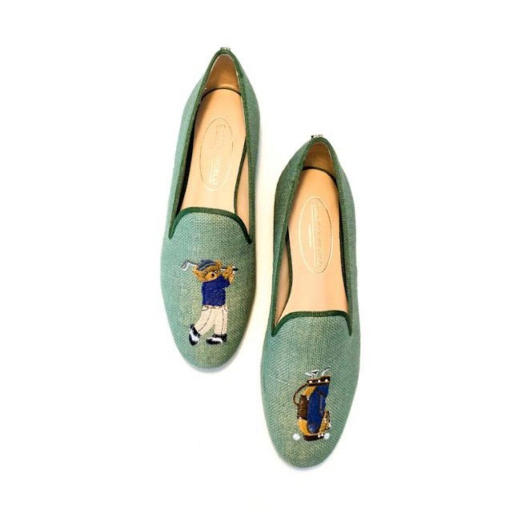 Calita Shoes ​LOAFERS OLIVE GREEN 603TX LINEN GOLFER BEAR