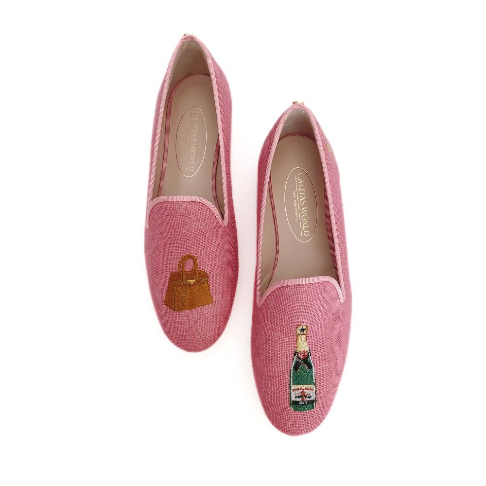 Calita Shoes ​LOAFERS PINK BUBBLEGUM 224PV LINEN BIRKIN AND CHAMPAGNE
