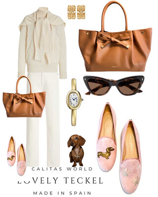 Calita Shoes LOAFERS PINK SUEDE TECKEL AND FOOTPRINTS