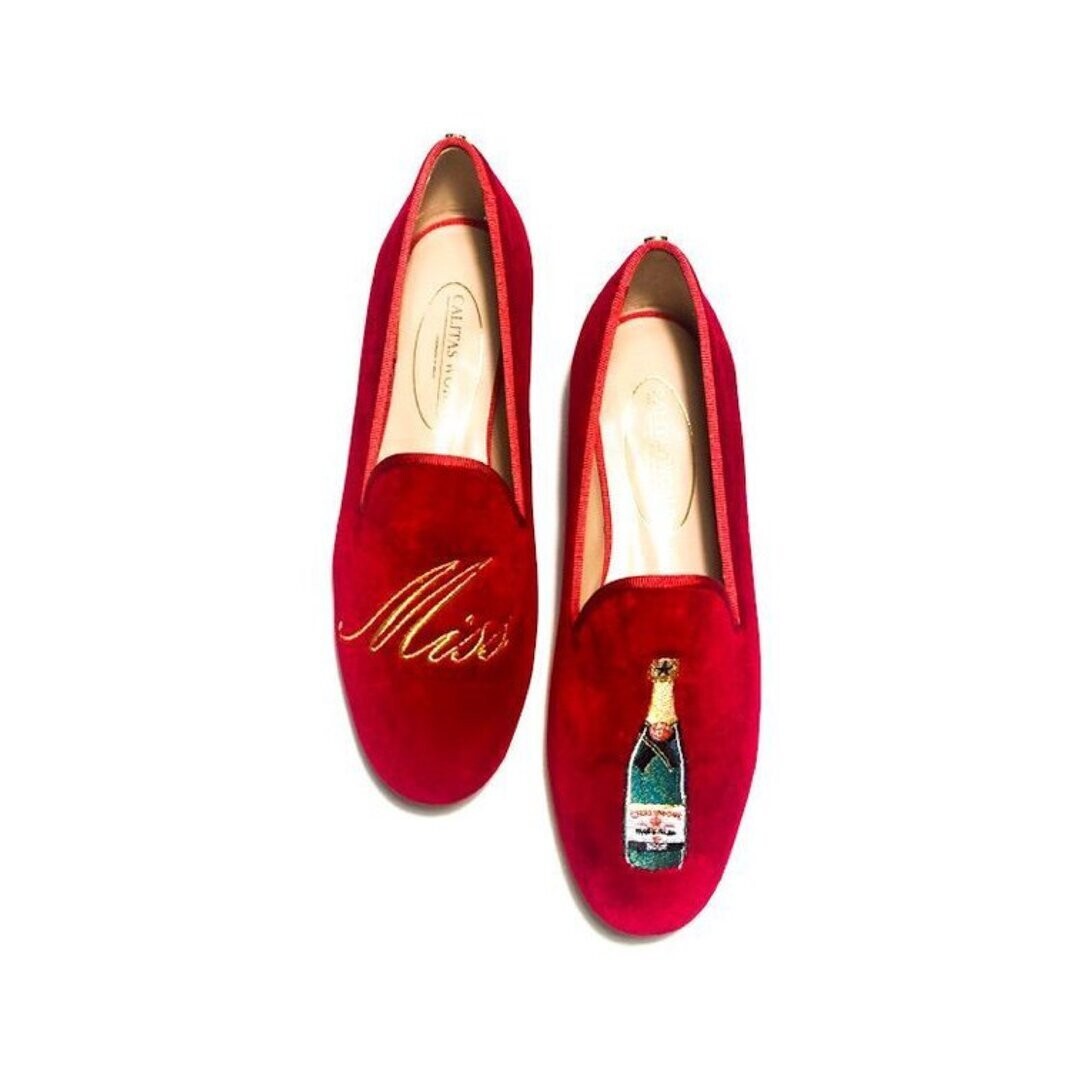 Calita Shoes ​LOAFERS RED 1ACO VELVET MISS CHAMPAGNE