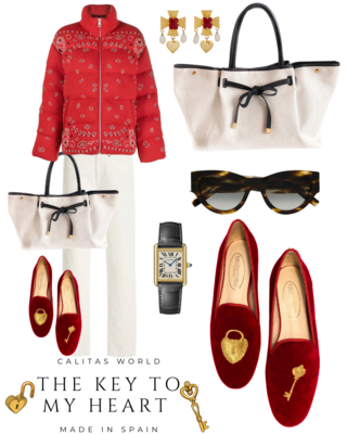 Calita Shoes ​LOAFERS RED VELVET YOU HAVE THE KEY OF MY HEART