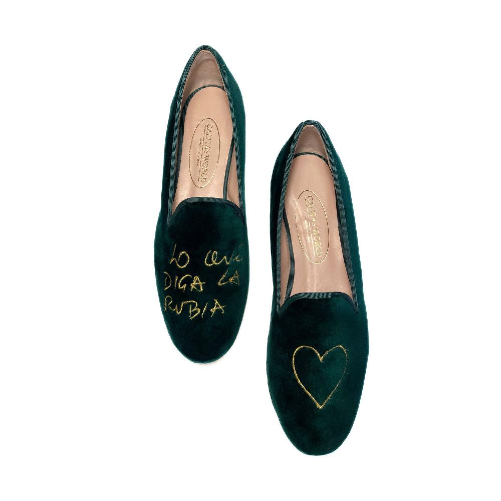 Calita Shoes ​LOAFERS TERCIOPELO DARK GREEN 12 TX LO QUE DIGA LA RUBIA