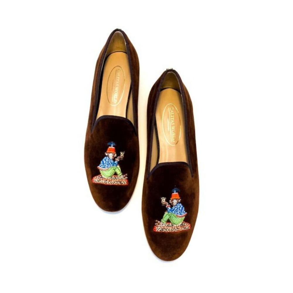 Calita Shoes LOAFERS TERCIOPELO MARRÓN 16TX MONKEY WITH MARTINI