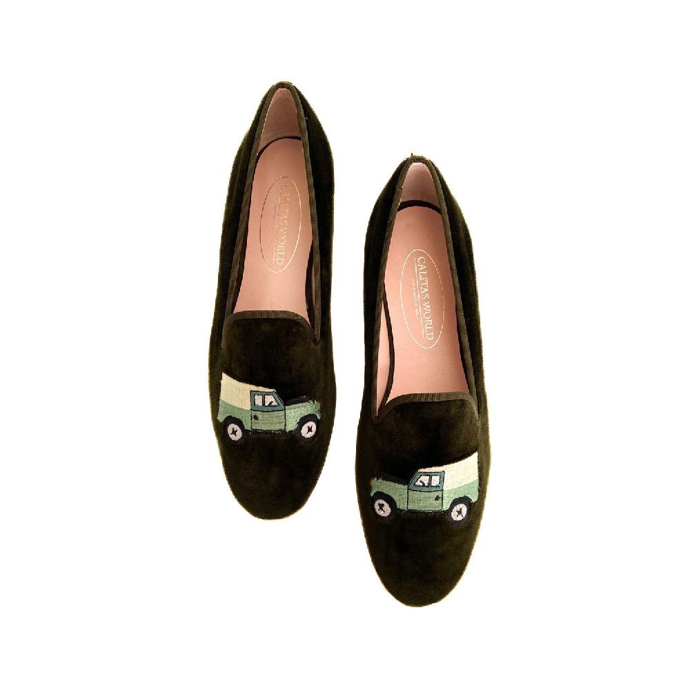 Calita Shoes LOAFERS VELVET GREEN KAKI13 TX DEFEND-ER
