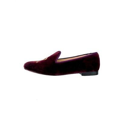 Calita Shoes ​LOAFERS WINE TX VELVET R53 ALICE GOLD INITIALS