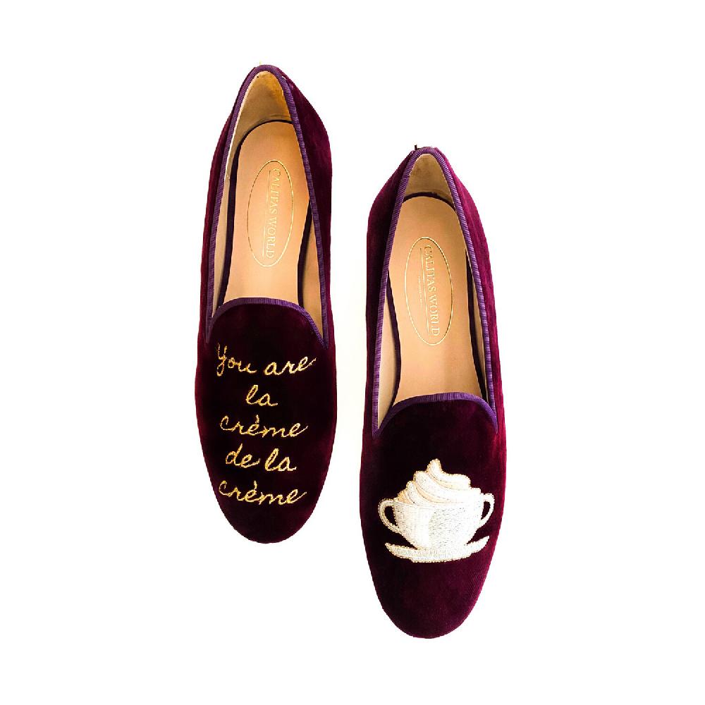 Calita Shoes LOAFERS WINE TX VELVET R53 YOU ARE LA CRÉME DE LA CRÉME