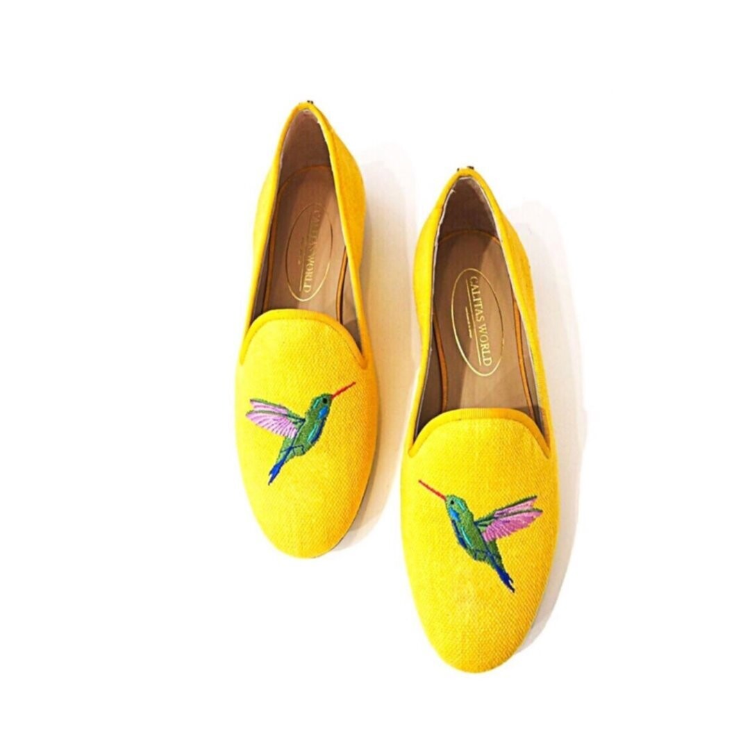 Calita Shoes ​LOAFERS YELLOW 16ACO LINEN HUMMINGBIRD