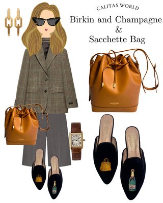 Calita Shoes ​MULES BLACK VELVET BIRKIN AND CHAMPAGNE