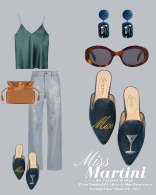 Calita Shoes ​MULES BLUE GOBELIN 790PV LINEN MISS MARTINI