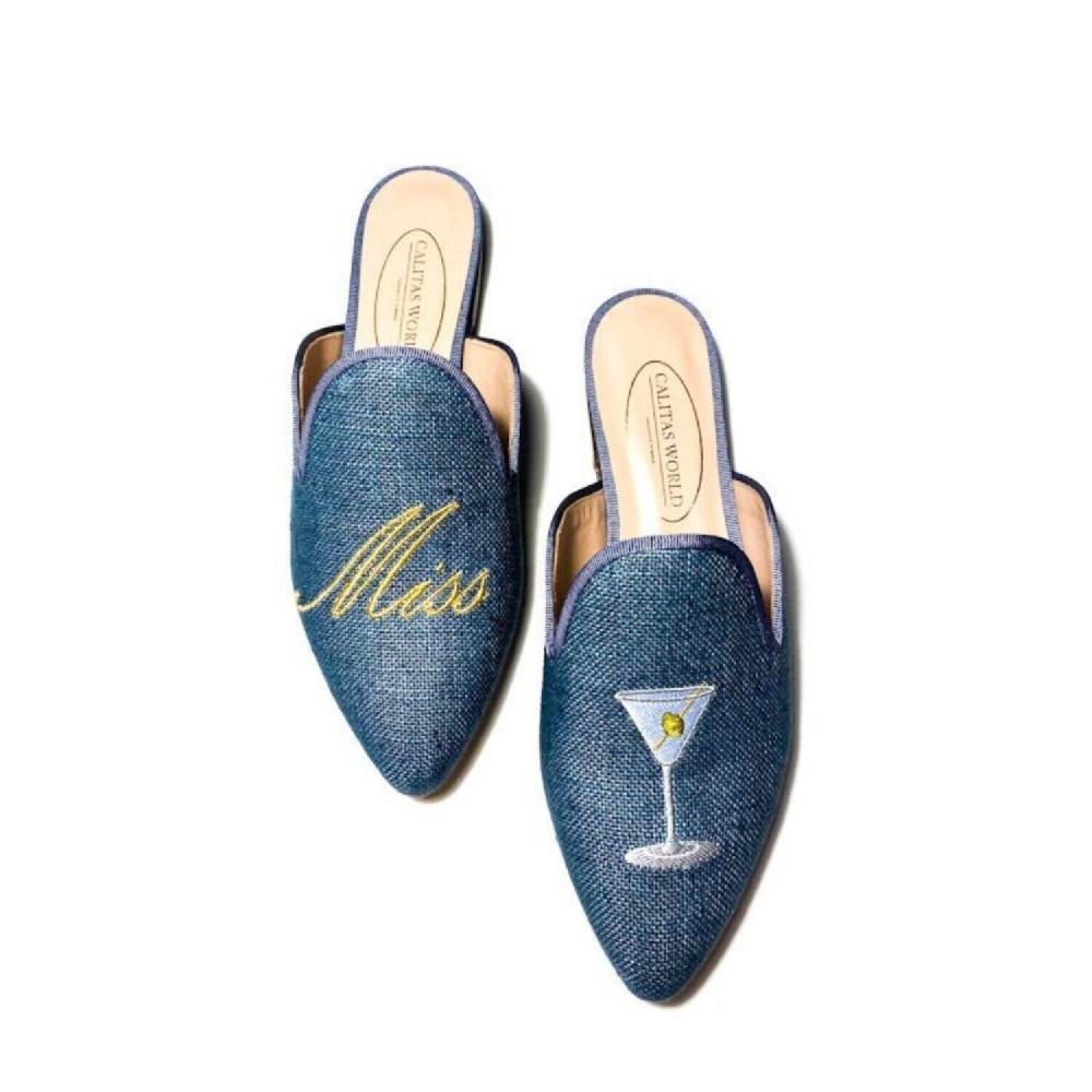 Calita Shoes ​MULES BLUE GOBELIN 790PV LINEN MISS MARTINI