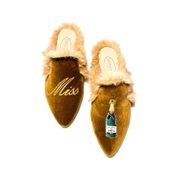 Calita Shoes MULES FUR BEIGE 21TX VELVET MISS. CHAMPAGNE