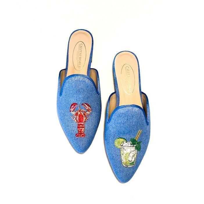 Calita Shoes ​MULES LIGHT BLUE 22CO LINEN BOGAVANTE AND MOJITO