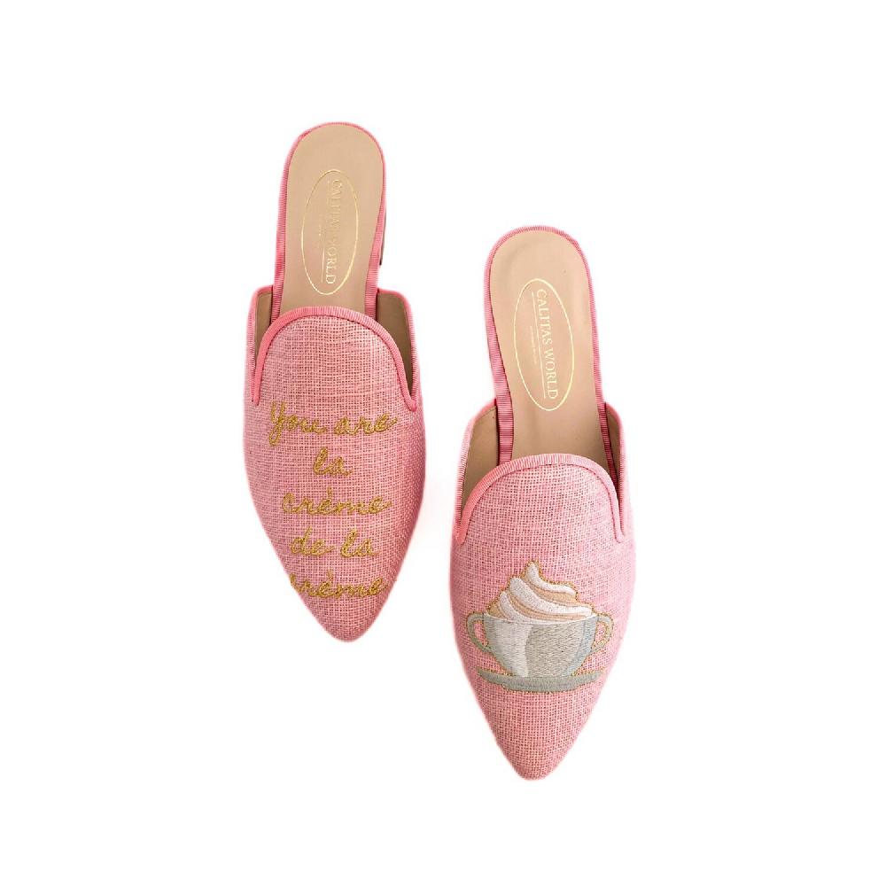 Calita Shoes MULES LIGHT PINK LINEN YOU ARE LA CRÉME DE LA CRÉME