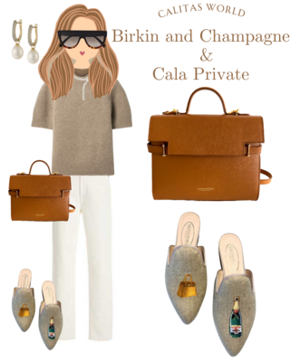 Calita Shoes ​MULES NATURAL LINEN BIRKIN AND CHAMPAGNE