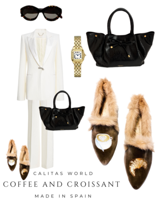 Calita Shoes ​POINTY FUR BEIGE 5ACO VELVET COFFEE AND CROISSANT