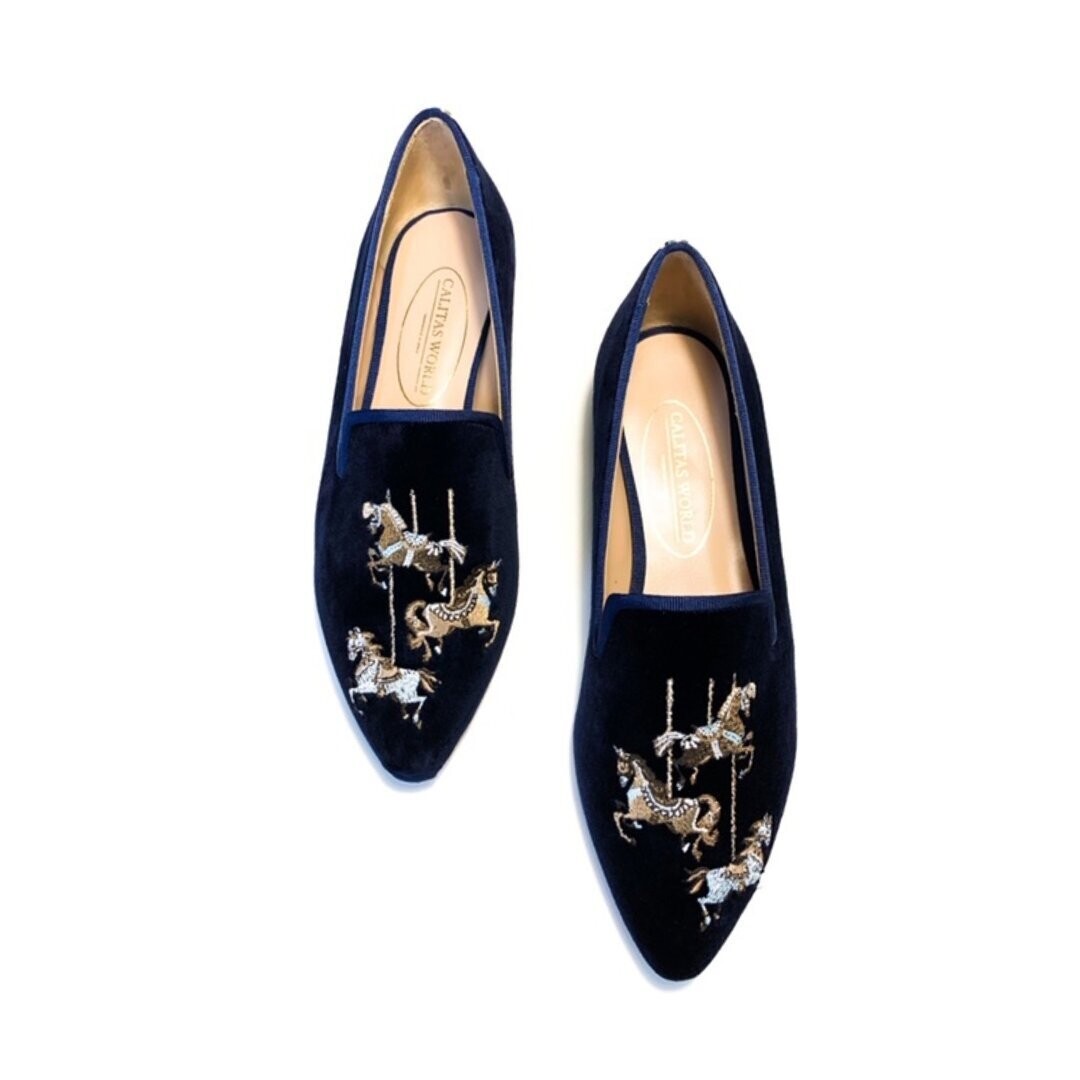 Calita Shoes ​POINTY NAVY BLUE 9CO VELVET R22 CAROUSEL