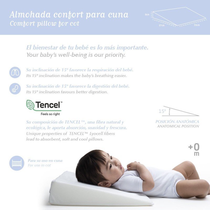 Cambrass ALMOHADA CONFORT CUNA 55x37x8.5 CM LISO E BLANCO