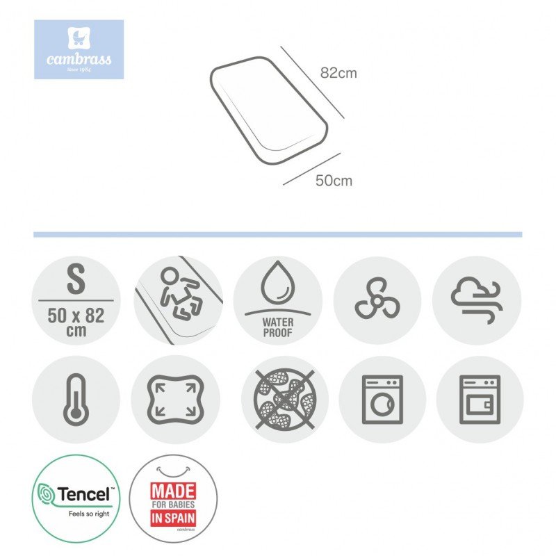 Cambrass BAJERA AJUST.IMP.TENC.MINICUNA 50x82x10 CM LISO E BLANCO