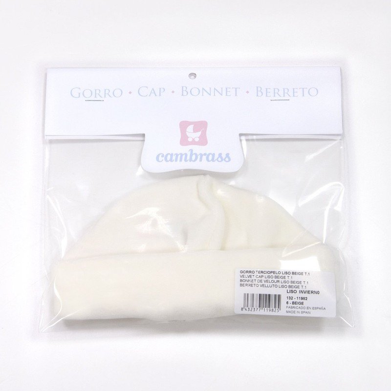 Cambrass GORRO TERCIOPELO LISO BEIGE