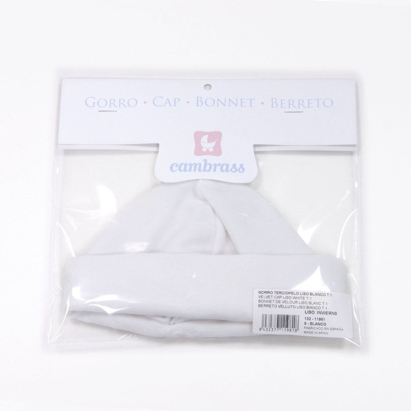 Cambrass GORRO TERCIOPELO LISO BLANCO