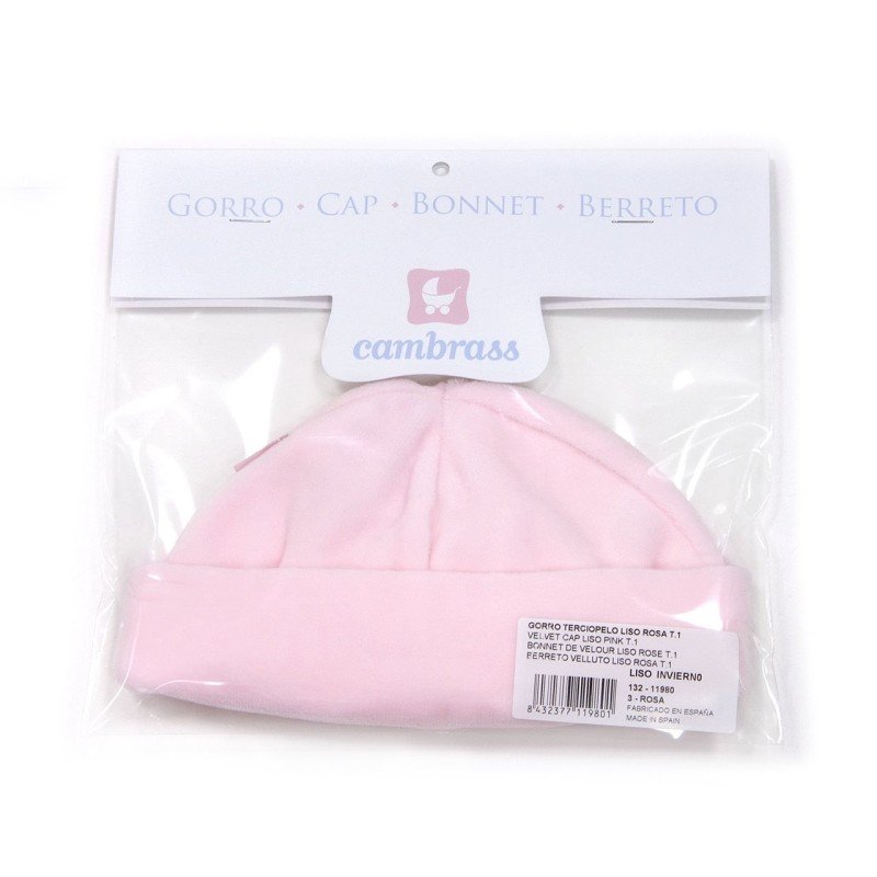 Cambrass GORRO TERCIOPELO LISO ROSA