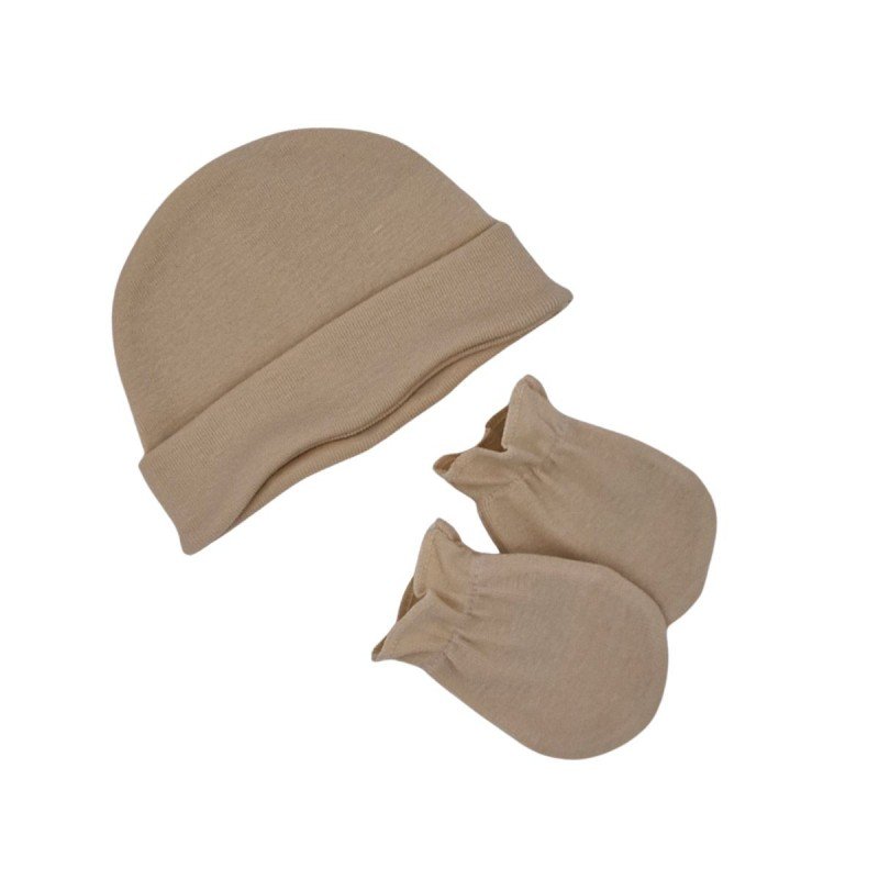 Cambrass GORRO Y MANOPLAS LISO IVORY