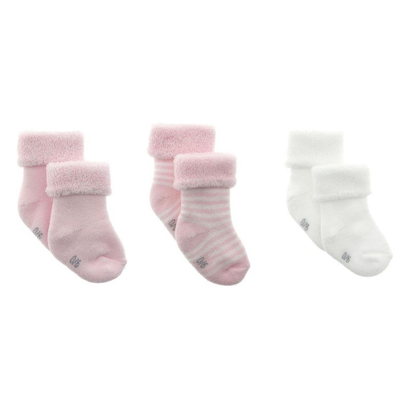Cambrass JUEGO 3 CALCETINES PARA BEBE LISO ROSA