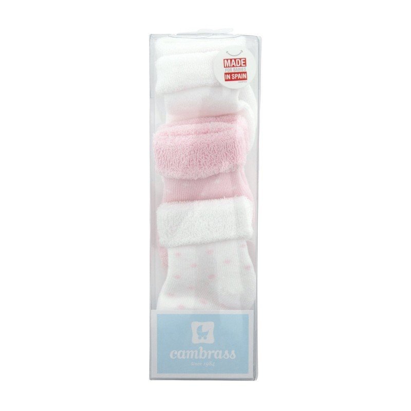 Cambrass JUEGO 3 CALCETINES PARA BEBE MOTAS ROSA