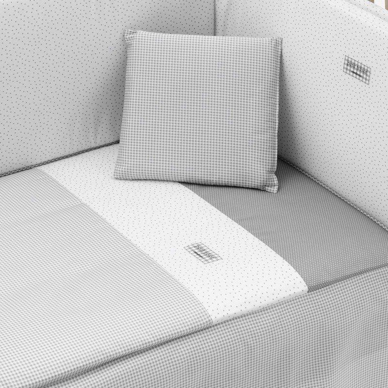 Cambrass JGO 2 PCS.COLCHA I-V. CUNA 70 VICHY10 GRIS 70x140x3 CM