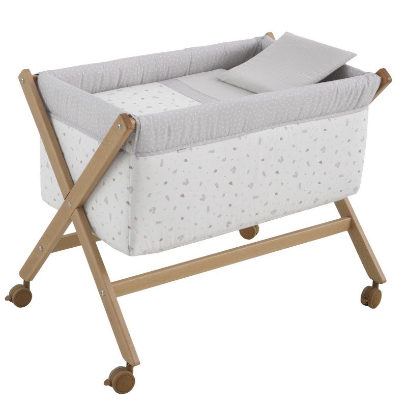 Cambrass MINICUNA TIJERA MADERA ARDI GRIS/NATURAL 55x87x74 CM