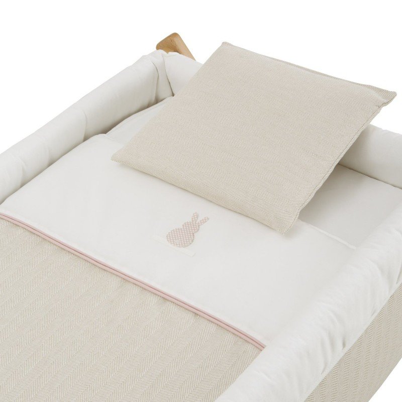 Cambrass MINICUNA TIJERA MADERA LINO ROSA/NATURAL 55x87x74 CM