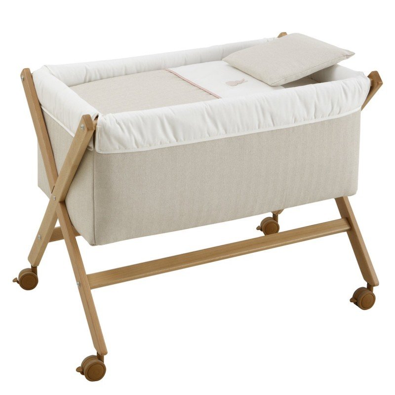 Cambrass MINICUNA TIJERA MADERA LINO ROSA/NATURAL 55x87x74 CM