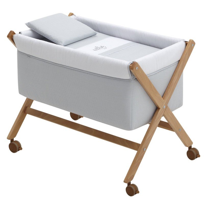 Cambrass MINICUNA TIJERA MADERA MINI WINDSORD GRIS/NATURAL 55x87x74 CM