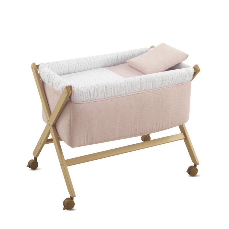 Cambrass MINICUNA TIJERA MADERA PLUMETI ROSA/NATURAL 55x87x74 CM