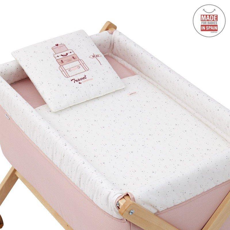 Cambrass MINICUNA TIJERA MADERA SKY ROSA/NATURAL 55x87x74 CM