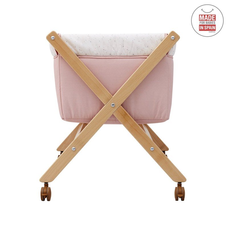 Cambrass MINICUNA TIJERA MADERA SKY ROSA/NATURAL 55x87x74 CM