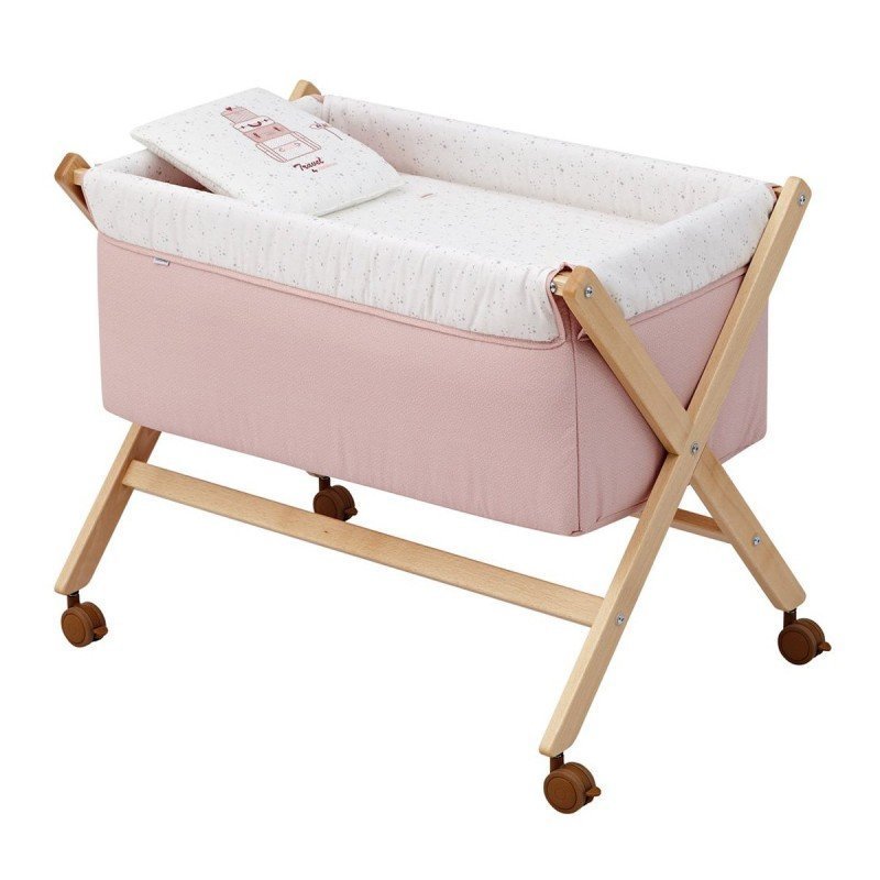 Cambrass MINICUNA TIJERA MADERA SKY ROSA/NATURAL 55x87x74 CM