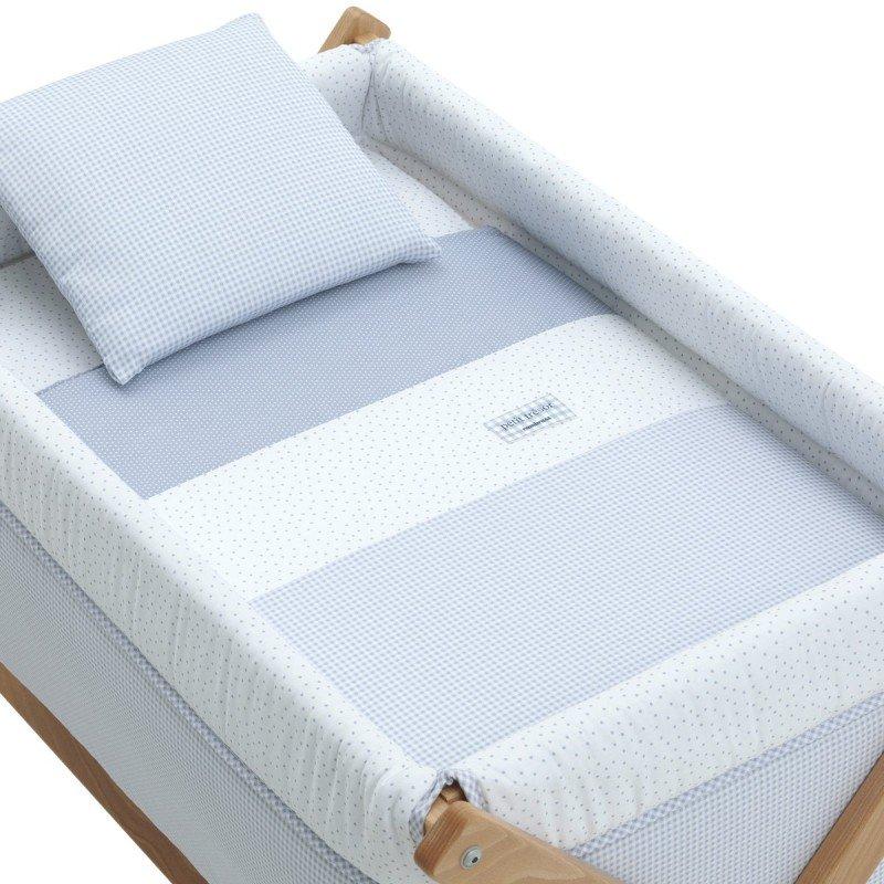 Cambrass MINICUNA TIJERA MADERA VICHY10 CELESTE/NATURAL 55x87x74 CM