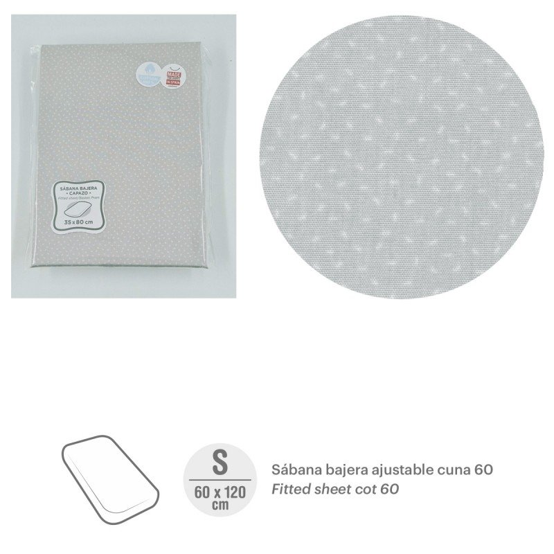 Cambrass SABANA BAJERA AJUST. (CUNA 60) 60x120x17 CM SKY GRIS